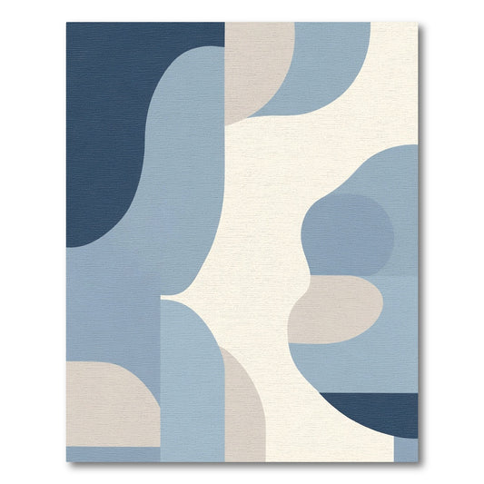 Mid-Century Blue Abstract Organic Shapes Rug