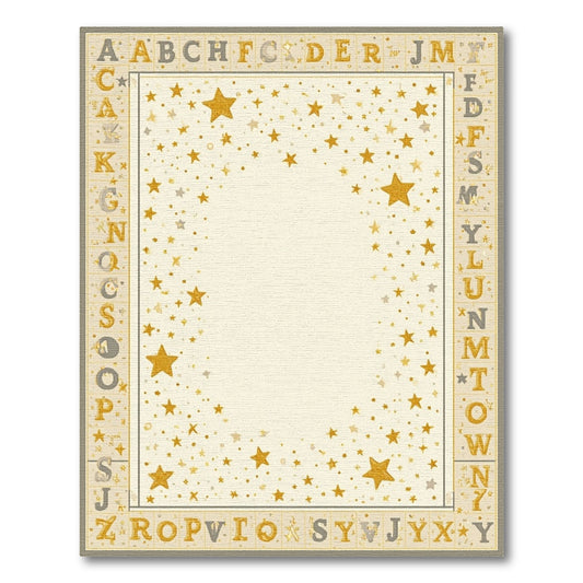 Golden Stars Alphabet Border Rug 2