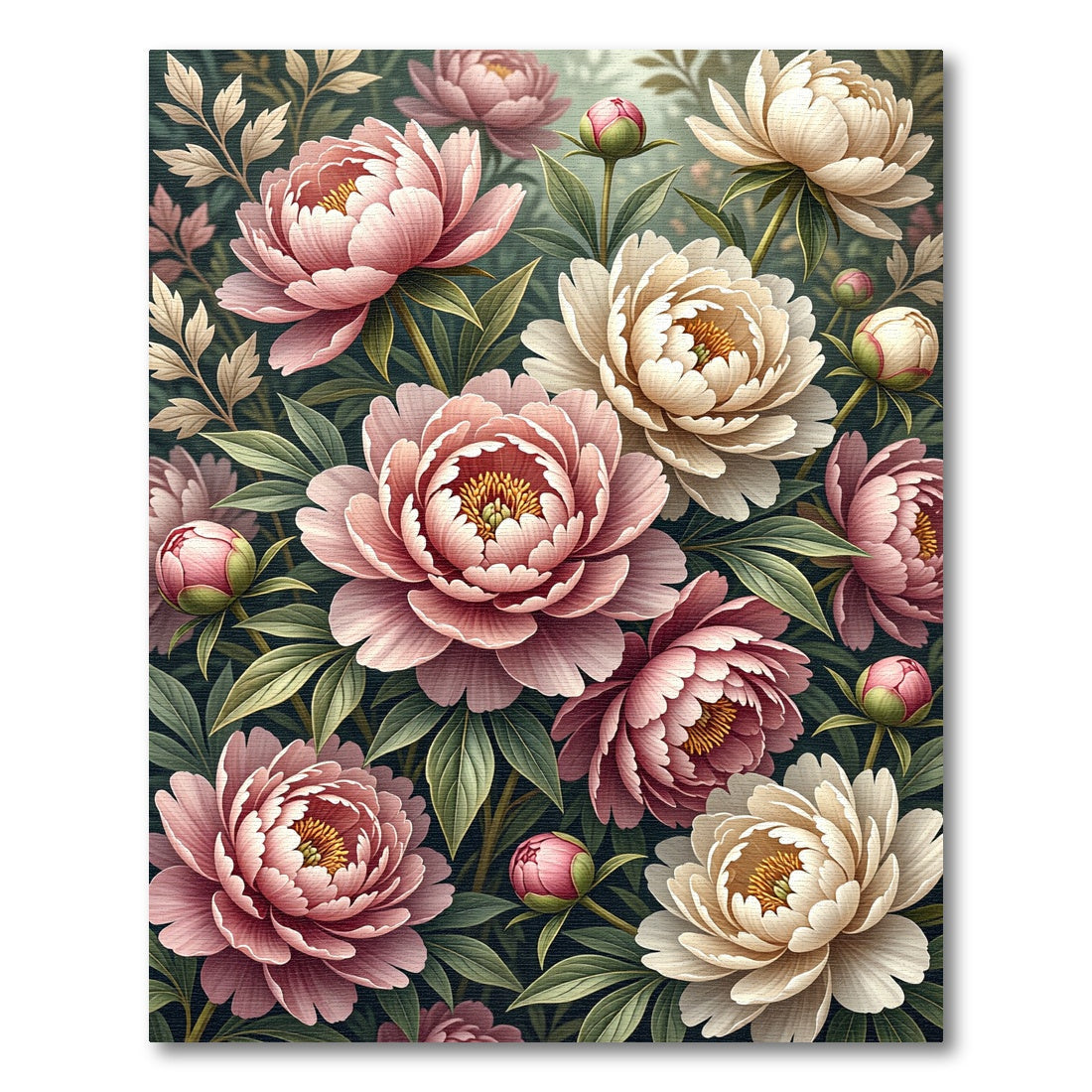 Blush Peony Floral Garden Bouquet Rug
