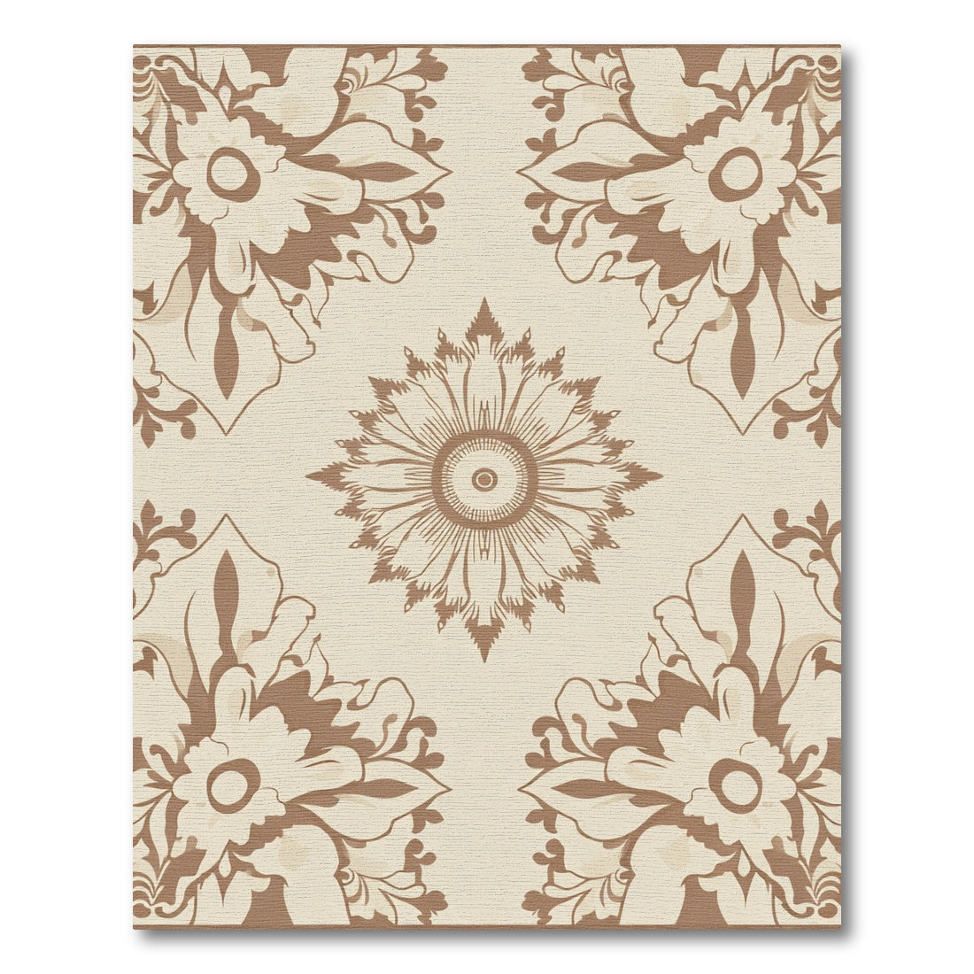 Earthy Brown Floral Medallion Rug
