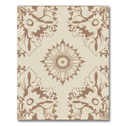 Earthy Brown Floral Medallion Rug