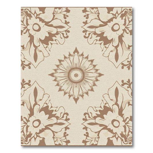 Earthy Brown Floral Medallion Rug