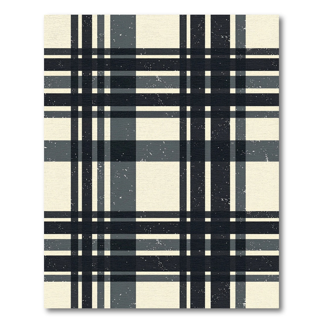 Dark Gray Cream Plaid Grid Rug