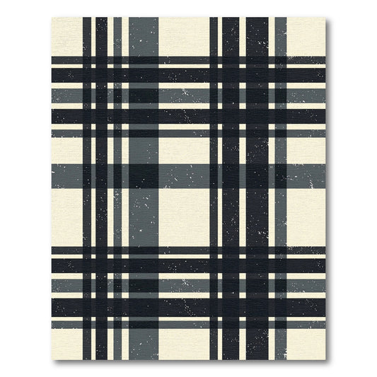 Dark Gray Cream Plaid Grid Rug