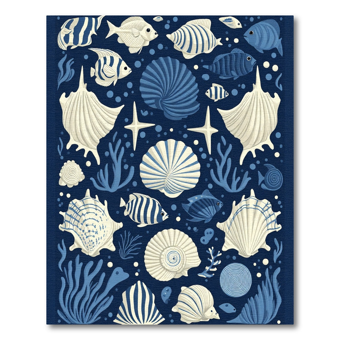 Marine Life Shells Tropical Fish Rug