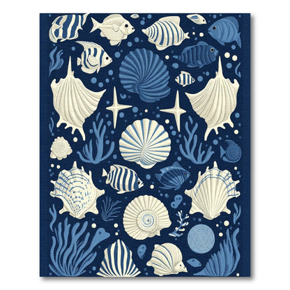 Marine Life Shells Tropical Fish Rug