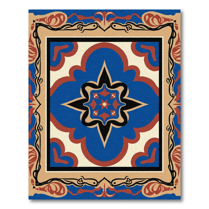 Ornate Ceramic Tile Motif Rug