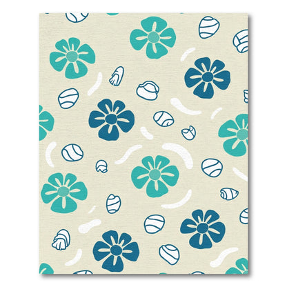 Teal Blue Flower Burst Pattern Rug