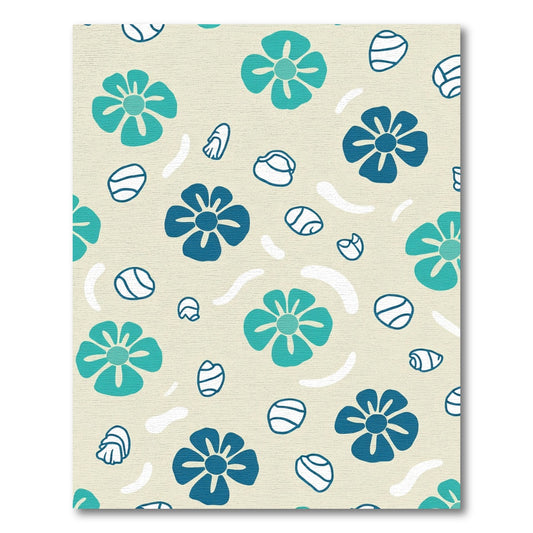 Teal Blue Flower Burst Pattern Rug