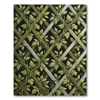 Lush Green Botanical Trellis Vines Rug