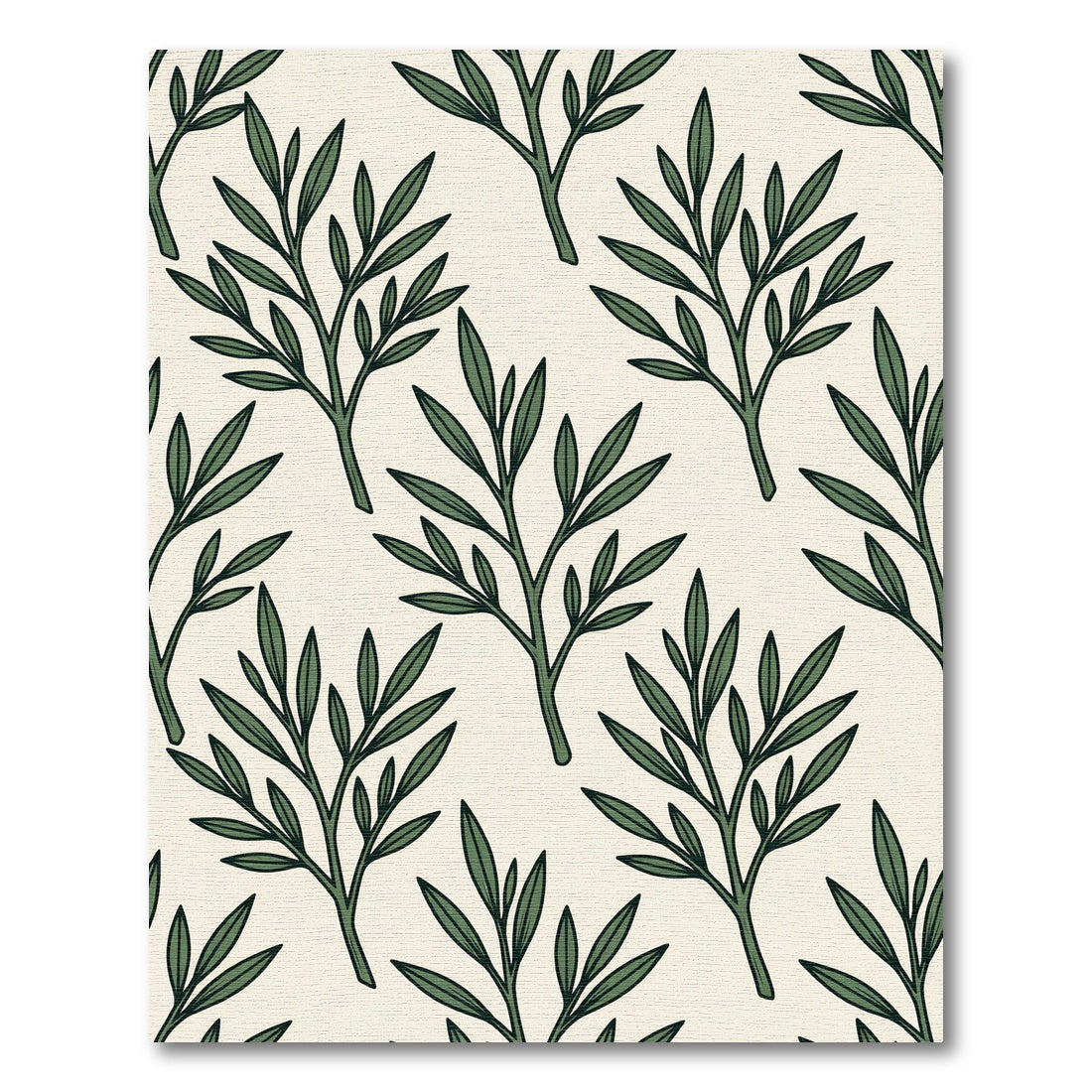 Sage Green Botanic Leaf Sketch Rug