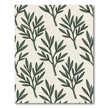 Sage Green Botanic Leaf Sketch Rug