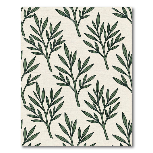Sage Green Botanic Leaf Sketch Rug