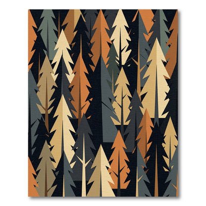 Geometric Forest Pine Tree Conifer Art Rug