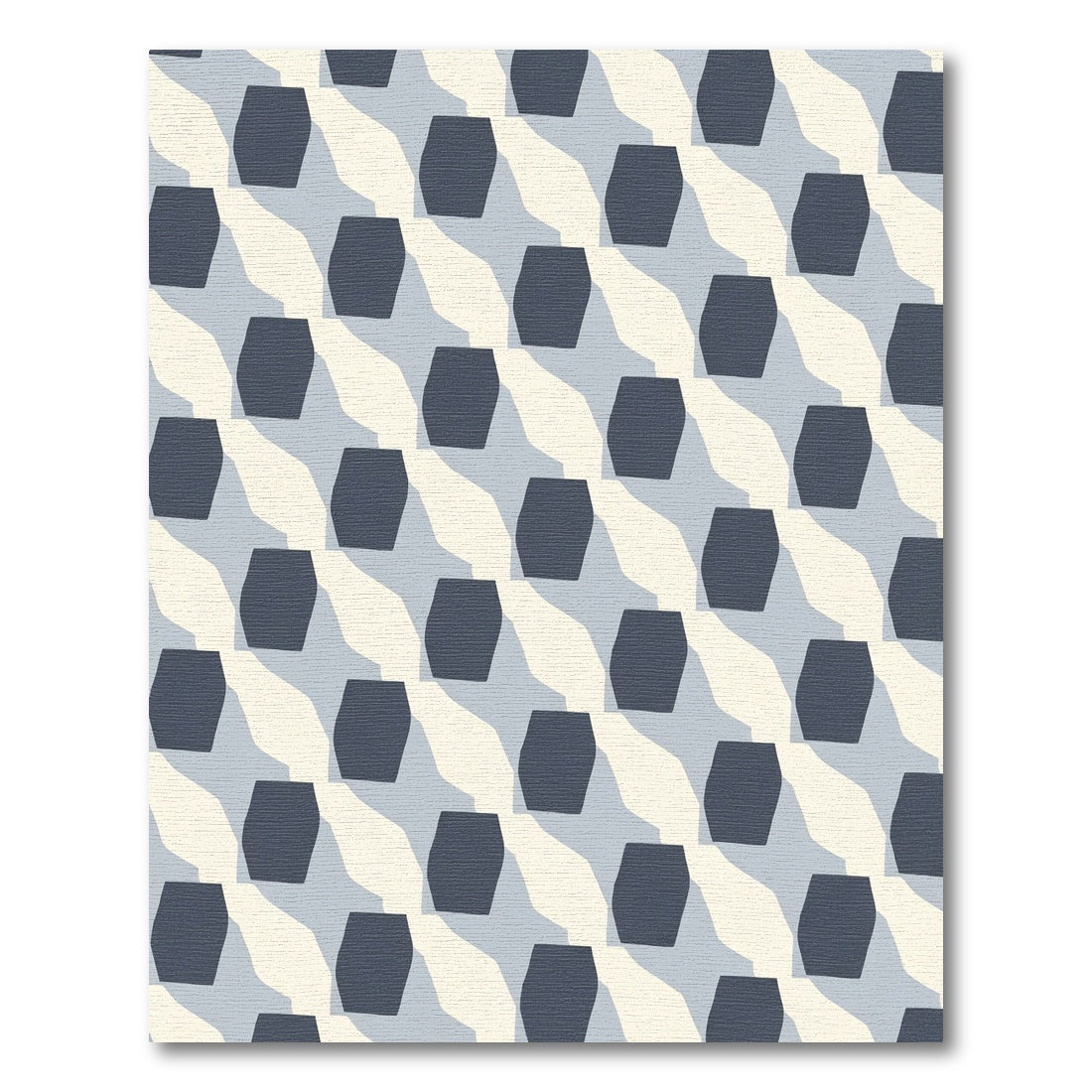 Muted Blue Ochre Geometric Overlay Rug