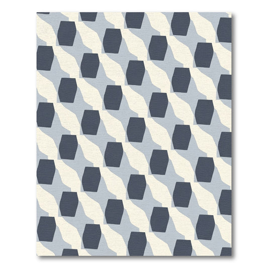 Muted Blue Ochre Geometric Overlay Rug