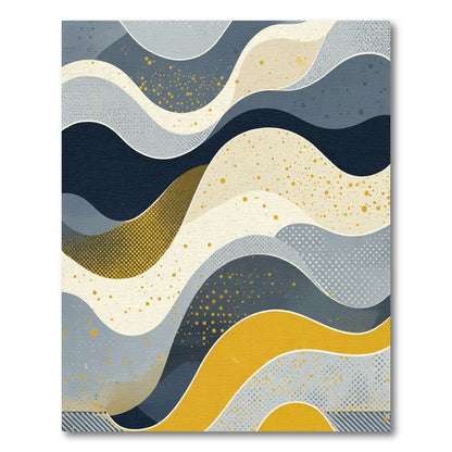 Abstract Gold Flecked Wave Curves Rug