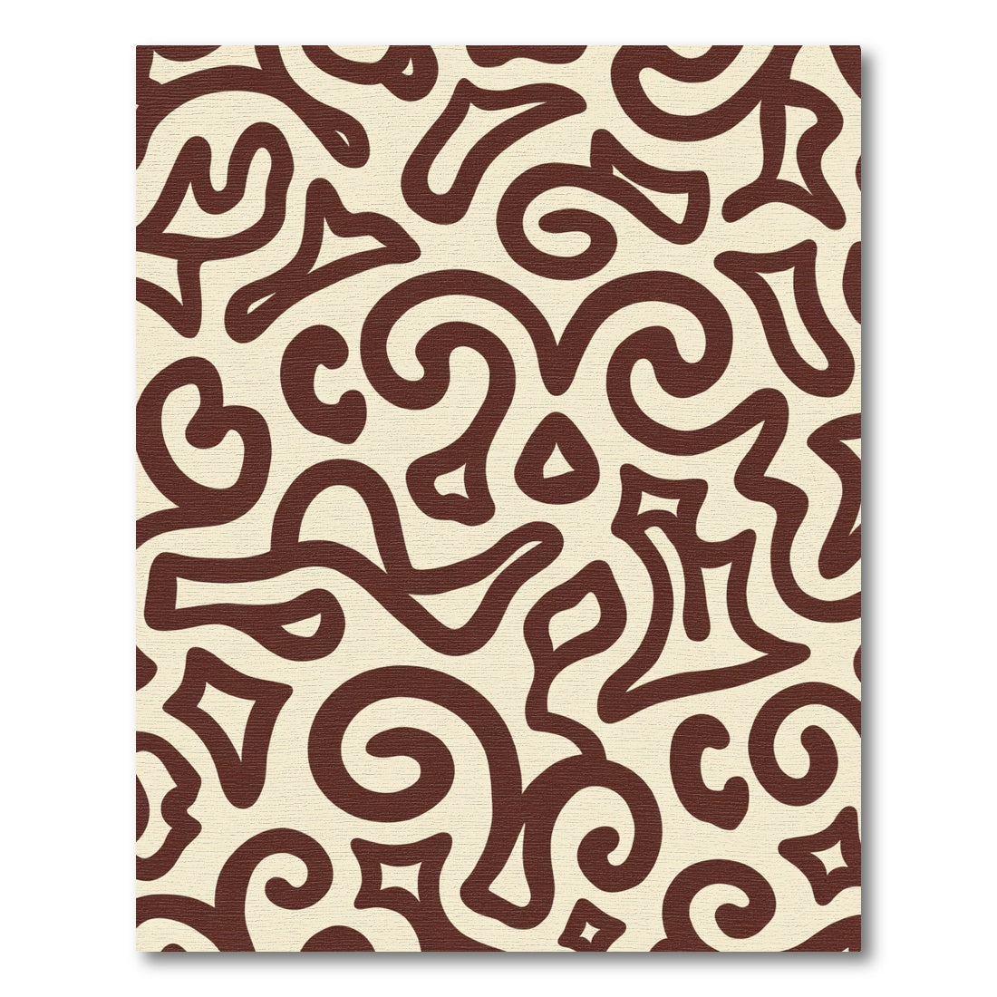 Cream Brown Swirl Abstract Organic Rug