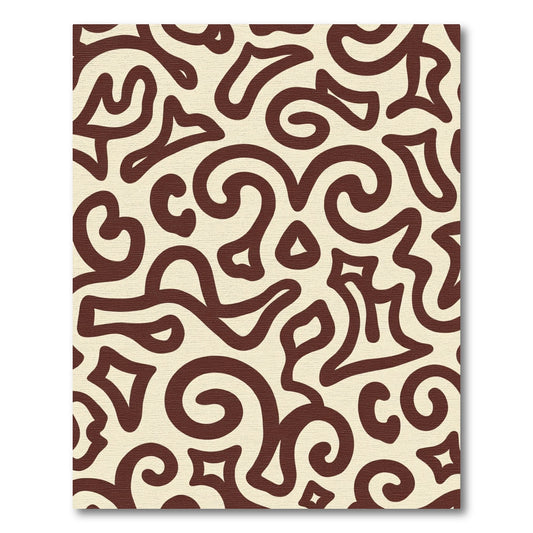 Cream Brown Swirl Abstract Organic Rug