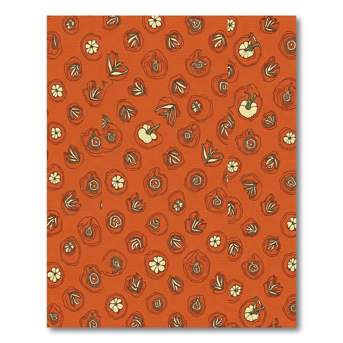 Orange Abstract Botanical Forms Rug