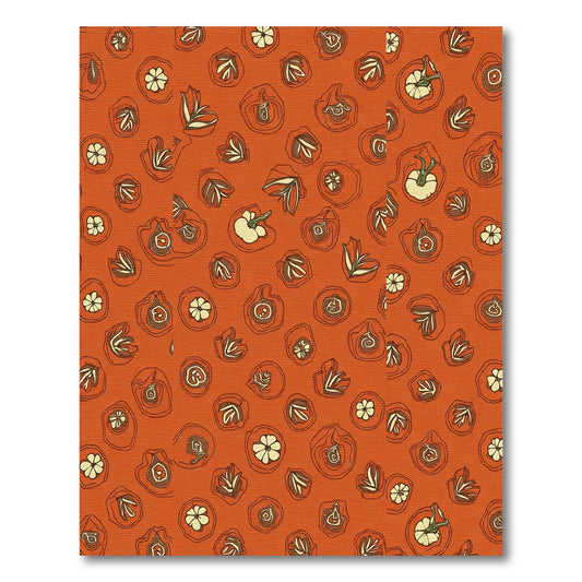 Orange Abstract Botanical Forms Rug