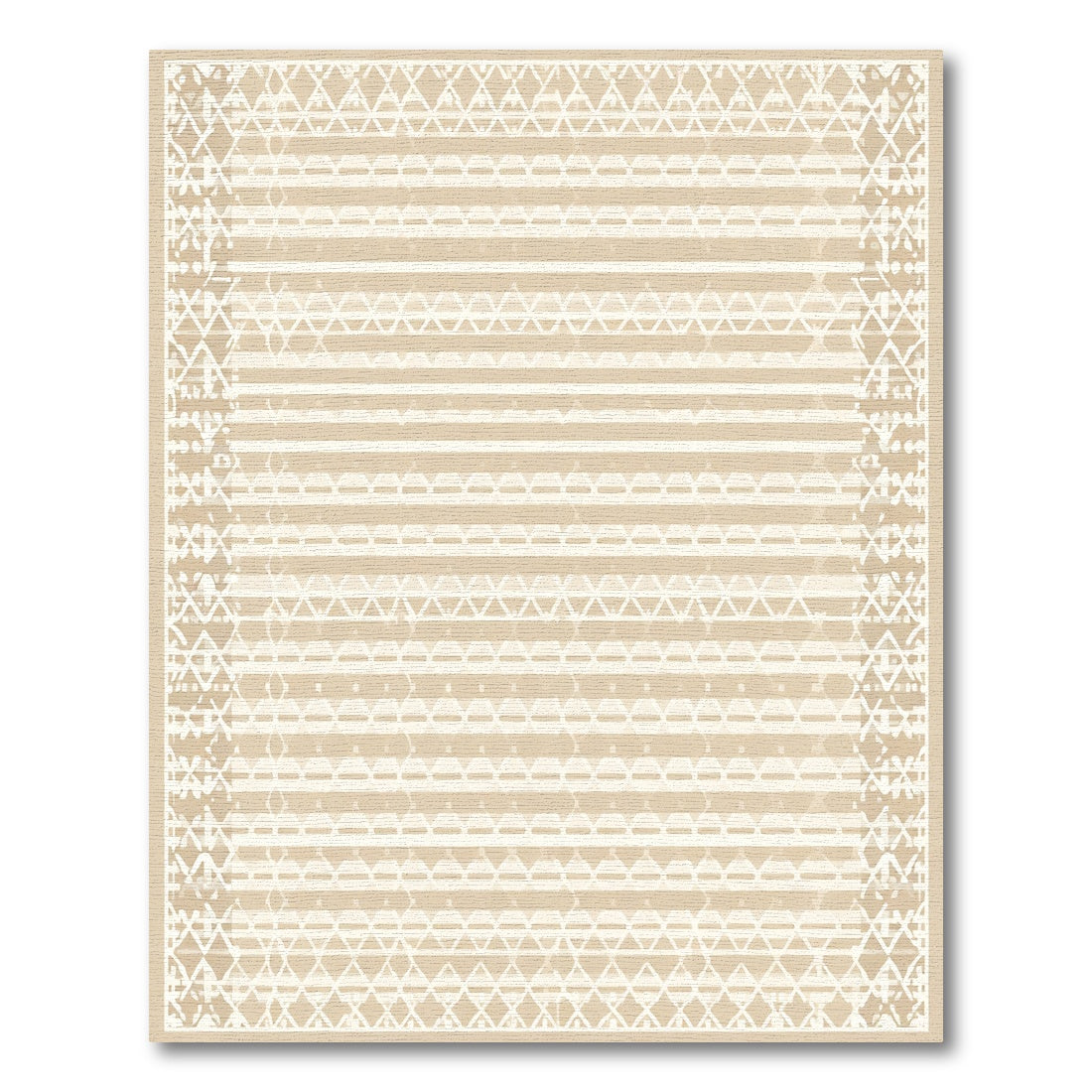 Neutral Tones Geometric Stripe Border Rug