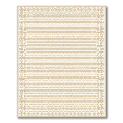 Neutral Tones Geometric Stripe Border Rug