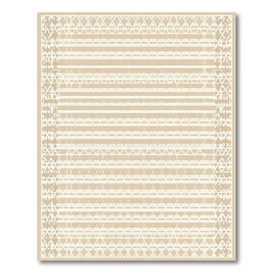 Neutral Tones Geometric Stripe Border Rug