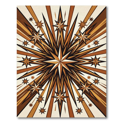 Golden Brown Starburst Ray Motif Rug