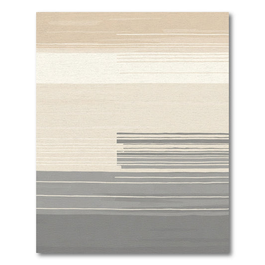 Neutral Toned Horizontal Stripe Abstraction Rug