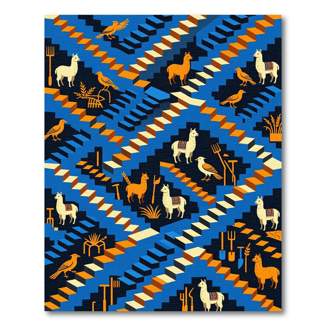 Andean Llama Birds Staircase Rug