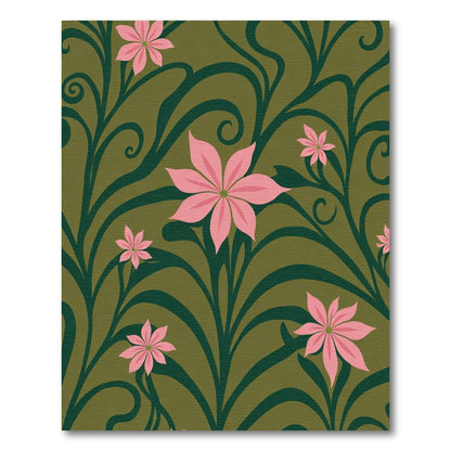Pink Blossom Vine Art Nouveau Rug