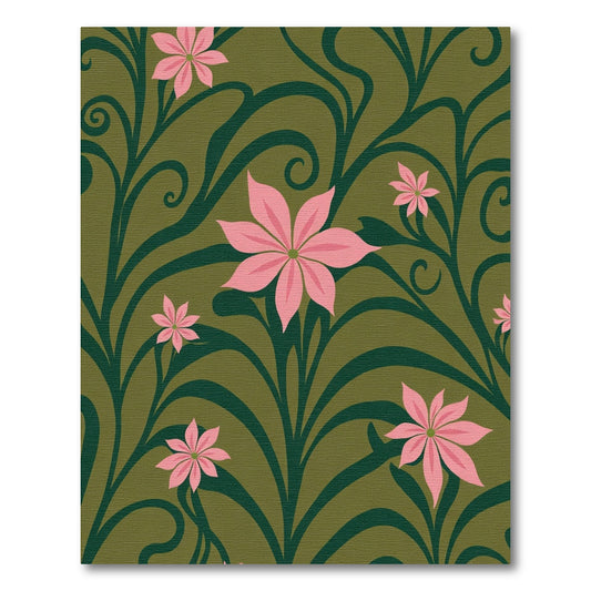 Pink Blossom Vine Art Nouveau Rug