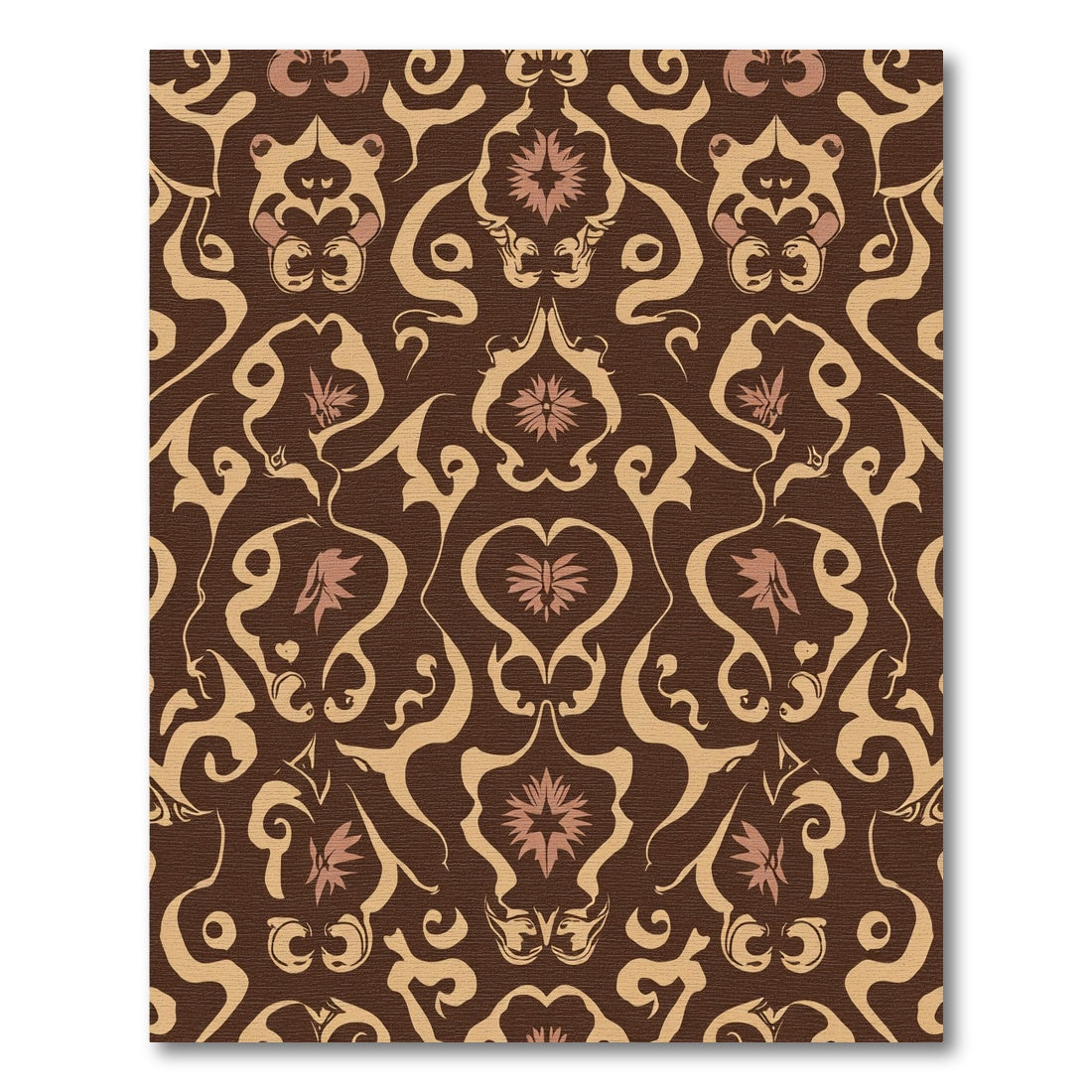 Brown Floral Baroque Swirl Rug