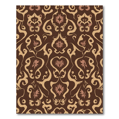 Brown Floral Baroque Swirl Rug