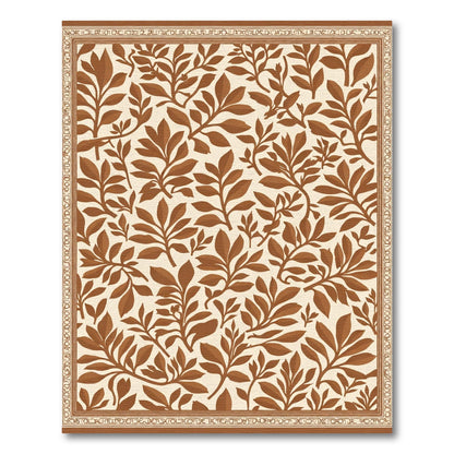 Brown Foliage Branch Pattern Rug