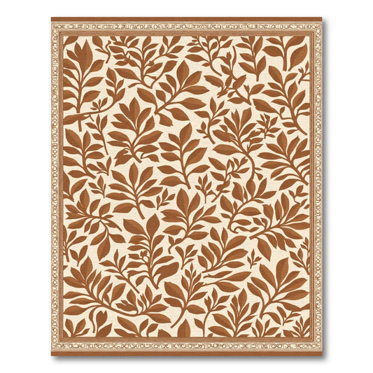 Brown Foliage Branch Pattern Rug