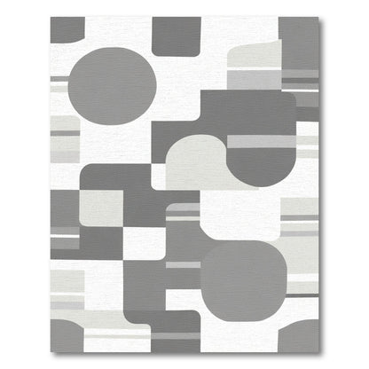 Modern Gray Geometric Shapes Rug