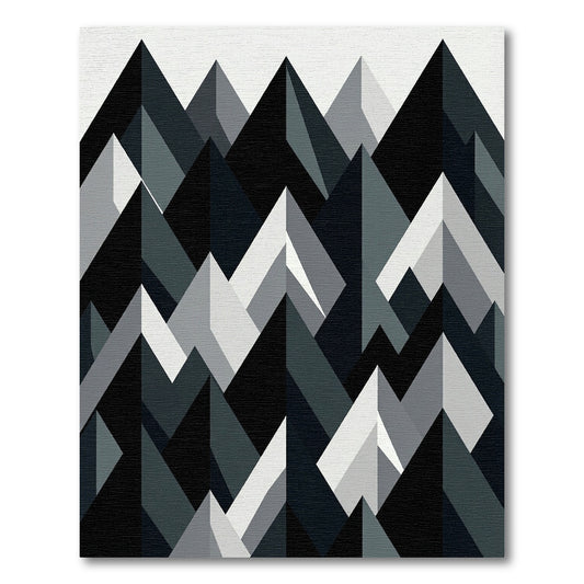 Monochrome Jagged Mountain Peaks Rug
