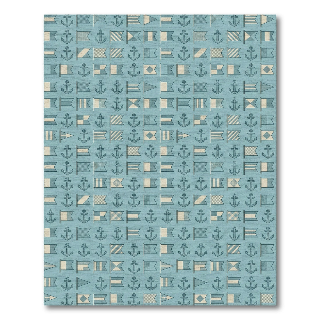 Teal Nautical Flags Anchors Rug