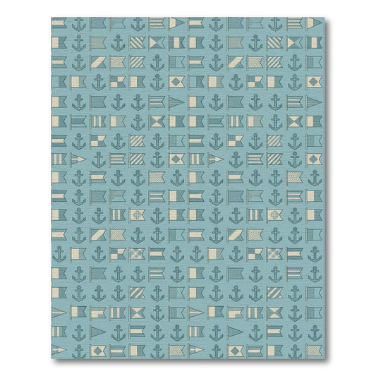 Teal Nautical Flags Anchors Rug