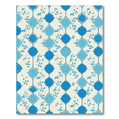 Blue Diamond Floral Lattice Rug