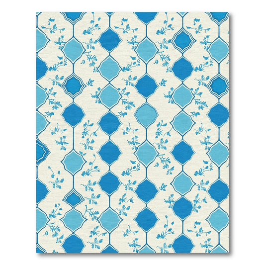 Blue Diamond Floral Lattice Rug