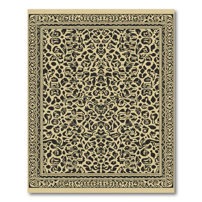 Black Floral Paisley Border Rug