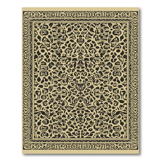 Black Floral Paisley Border Rug