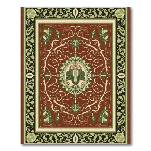 Rustic Red Green Floral Medallion Rug