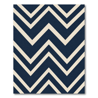 Navy Ivory Zigzag Stripe Rug