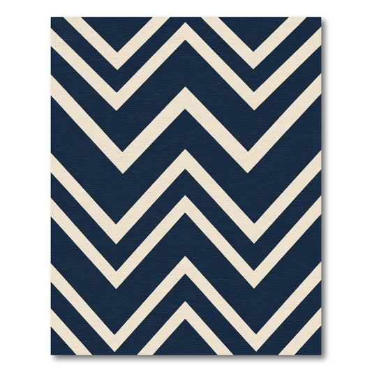Navy Ivory Zigzag Stripe Rug
