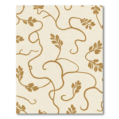 Golden Vine Leaf Scroll Rug