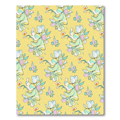 Pastel Yellow Abstract Floral Cluster Rug